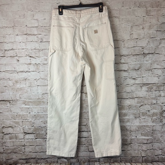 TNA Aritzia Women's Size 8 Greenwich Pant Carpenter Jeans White Tan Stitch READ - Picture 14 of 14